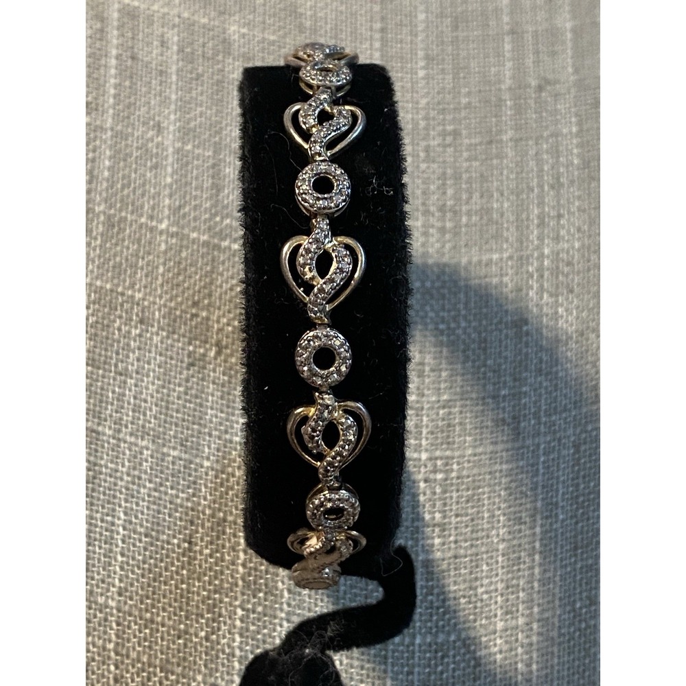Vintage Two Tone Vintage Signed DL 925 Tennis Bracelet L 7.5" Weight 10.g/.356Oz